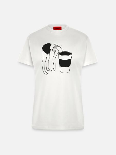 COFFEE BREAK - Fitted T-Shirt - made by SPREAD - OFF WHITE