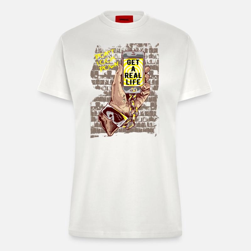Smartphone Handy - Fitted T-Shirt - made by SPREAD - OFF WHITE