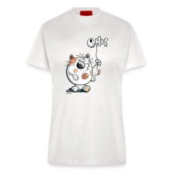 Katze mit Ballon Fisch  - Fitted T-Shirt - made by SPREAD - OFF WHITE - Vorne