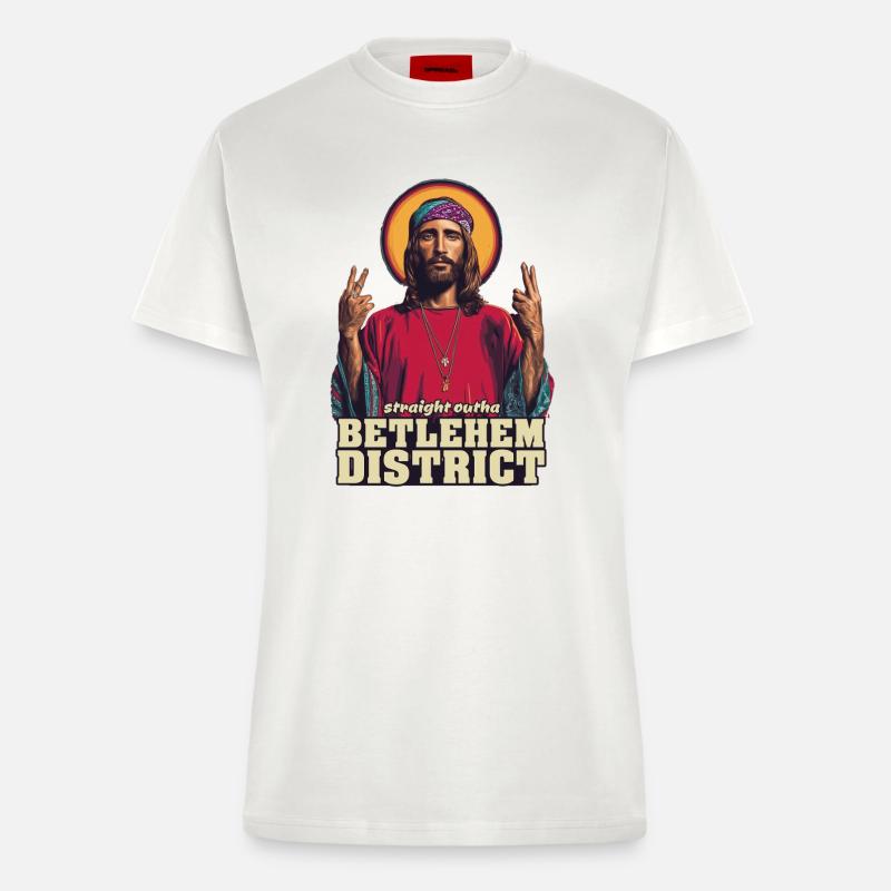 Bethlehem District Peace Sign - Fitted T-Shirt - made by SPREAD - OFF WHITE