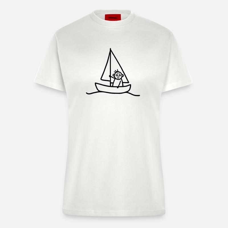 Sailing man - Segelboot - Fitted T-Shirt - made by SPREAD - OFF WHITE