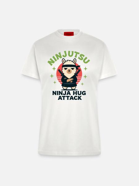Ninja-Lama Kuschel-Attacke - Fitted T-Shirt - made by SPREAD - OFF WHITE