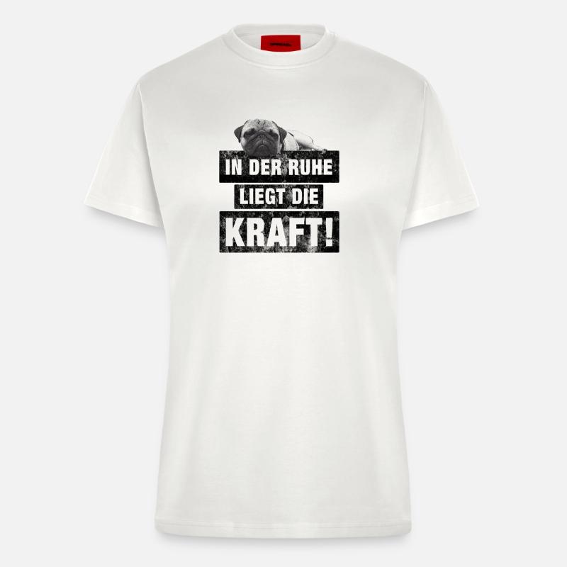 Pug rest - Fitted T-Shirt - made by SPREAD - OFF WHITE