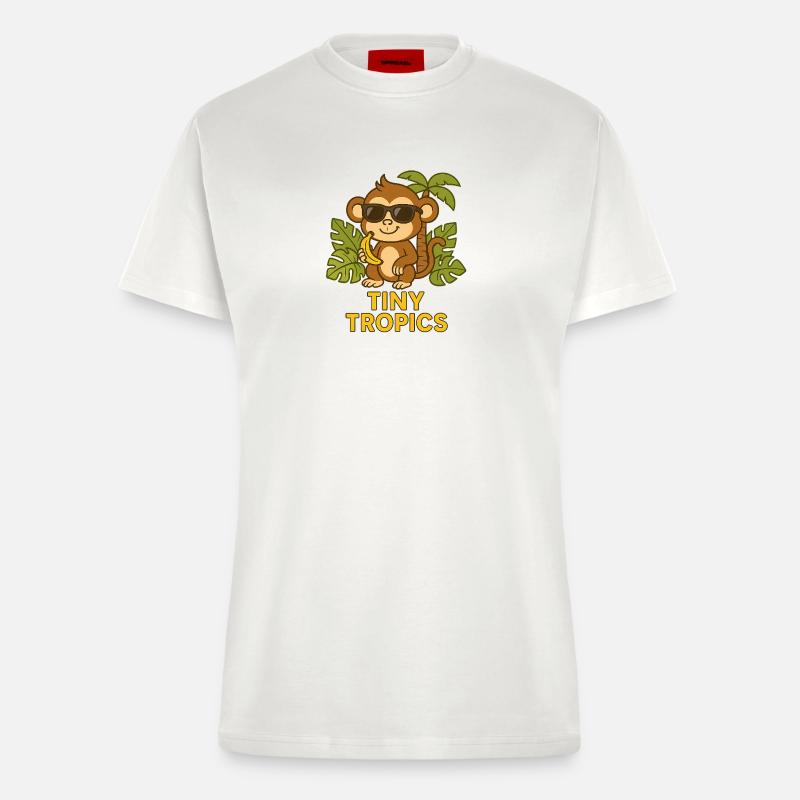 Tiny Tropics – Monkey - Fitted T-Shirt - made by SPREAD - OFF WHITE