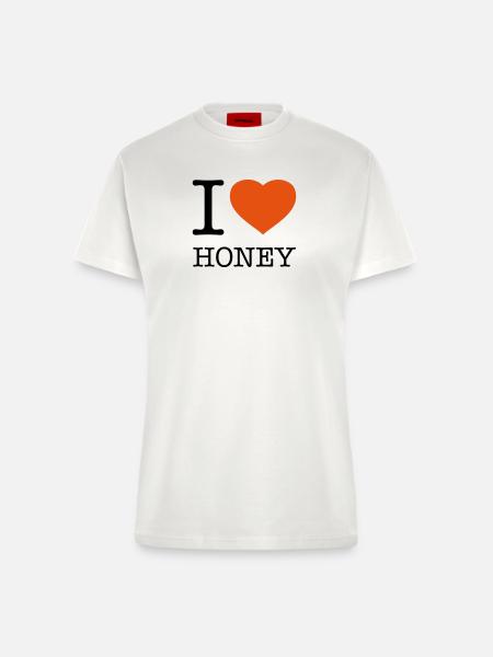 I LOVE HONEY Honig - Fitted T-Shirt - made by SPREAD - OFF WHITE