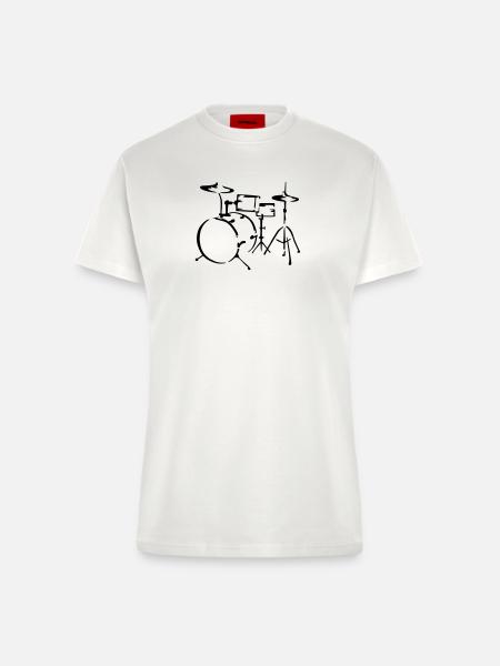drummer schlagzeug musiker - Fitted T-Shirt - made by SPREAD - OFF WHITE