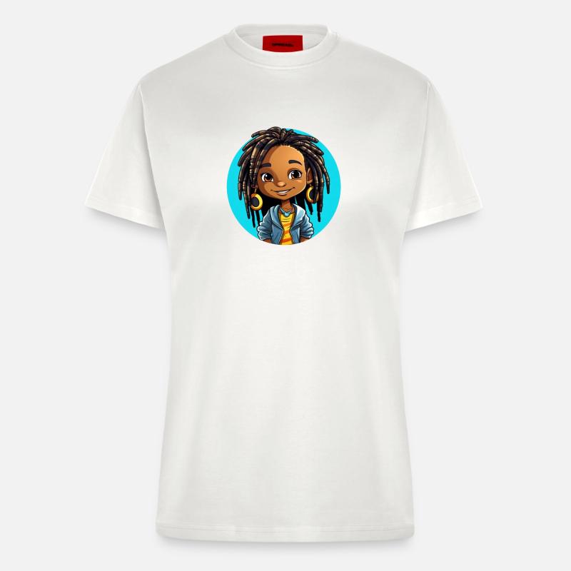 Lebensfrohe Dreadlocks Illustration - Fitted T-Shirt - made by SPREAD - OFF WHITE