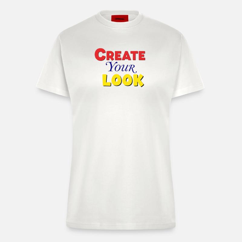 Conception créative de texte coloré vif - T-shirt bio slim fit fabriqué en UE - OFF WHITE