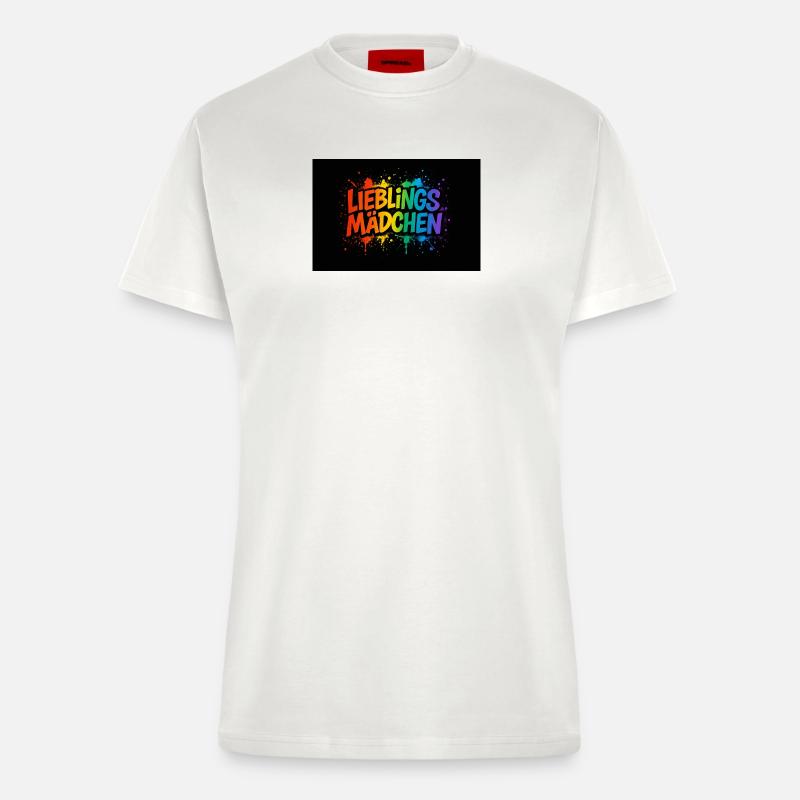 Lieblingsmädchen – Buntes Graffiti mit Farbspritze - Fitted T-Shirt - made by SPREAD - OFF WHITE