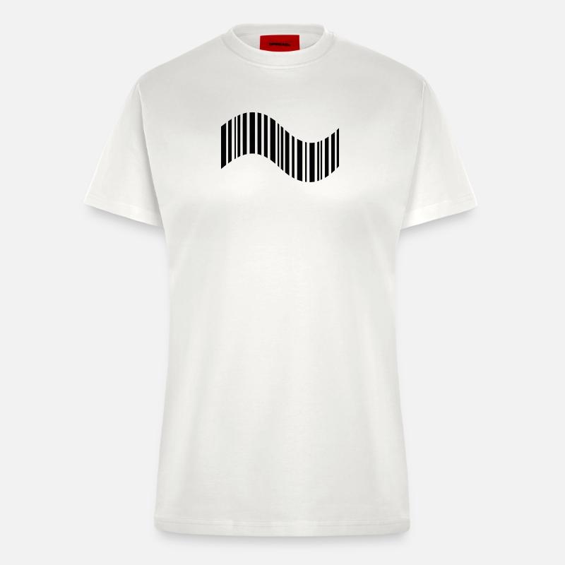 Barcode in wavy shape - Fitted T-Shirt - made by SPREAD - OFF WHITE