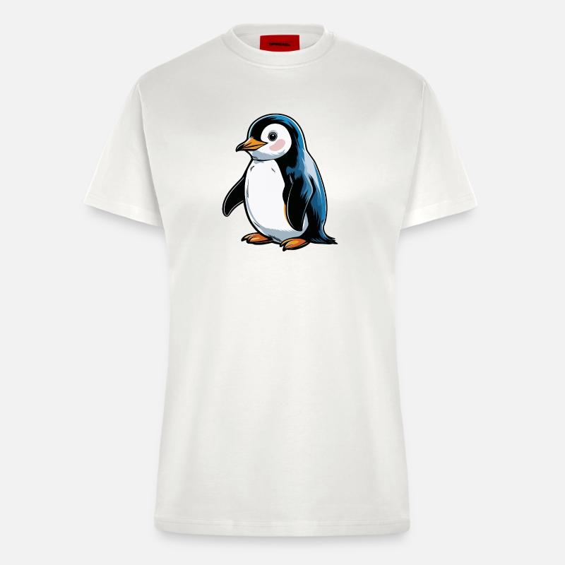 Comic-Pinguin Blauton - Fitted T-Shirt - made by SPREAD - OFF WHITE