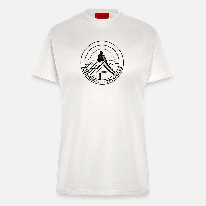 Dachdecker Feierabend über den Dächern - Fitted T-Shirt - made by SPREAD - OFF WHITE