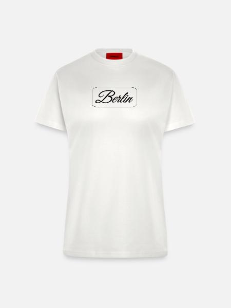 Berlin Skyline Silhouette Design - Fitted T-Shirt - made by SPREAD - OFF WHITE