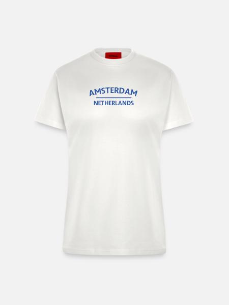 Amsterdam – Niederländisches Textdesign - Fitted T-Shirt - made by SPREAD - OFF WHITE