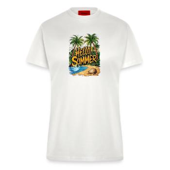 Sommerliche tropische Strandszene - Fitted T-Shirt - made by SPREAD - OFF WHITE - Vorne