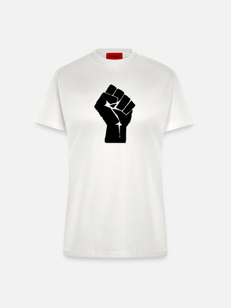 The raised fist - Fitted T-Shirt - made by SPREAD - OFF WHITE