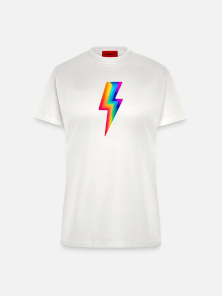Regenbogenblitz - Fitted T-Shirt - made by SPREAD - OFF WHITE
