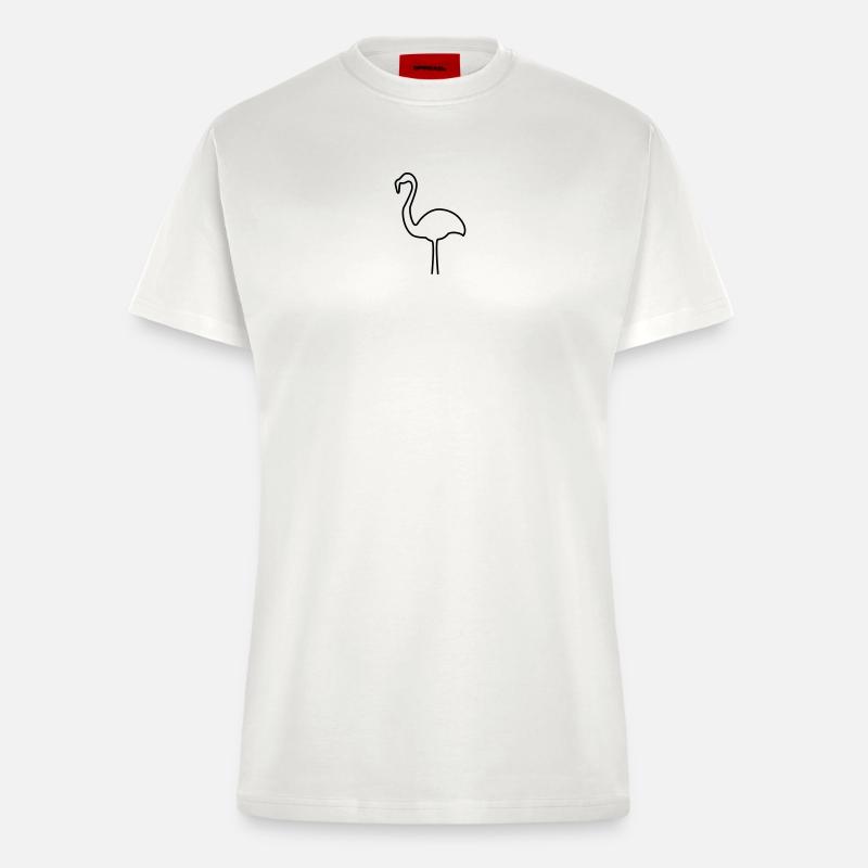 Flamingo Contour Color Customizable - Fitted T-Shirt - made by SPREAD - OFF WHITE