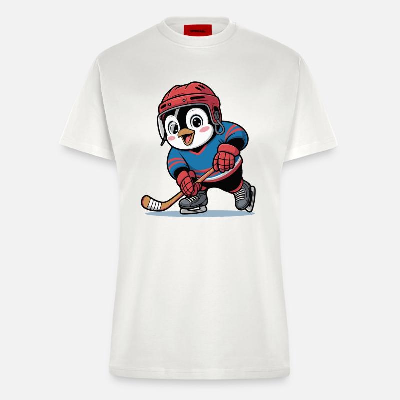 Pinguin Eishockeyheld - Fitted T-Shirt - made by SPREAD - OFF WHITE