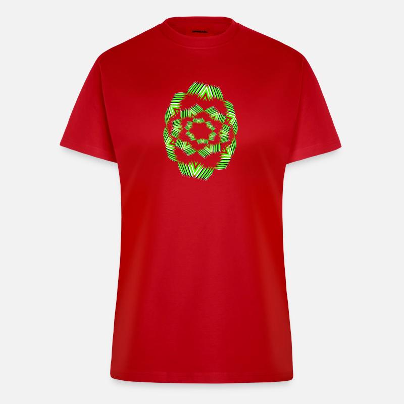 Neon Mandala Fan Pattern - Fitted T-Shirt - made by SPREAD - red