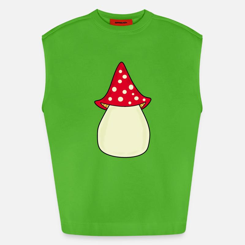 Mushroom Toadstool Pattern Personalizable Gift - Heavyweight Oversized Organic Tank Top Made in EU - Apple Neon