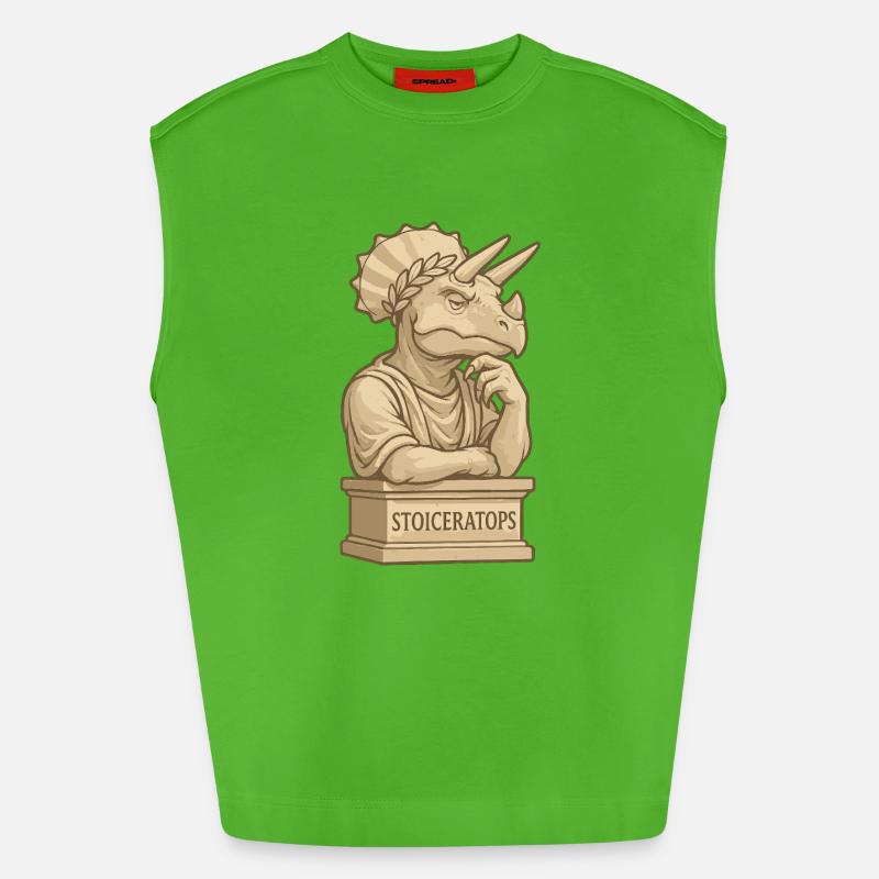 Stoiceratops - Heavyweight Oversized Organic Tank Top Made in EU - Apple Neon