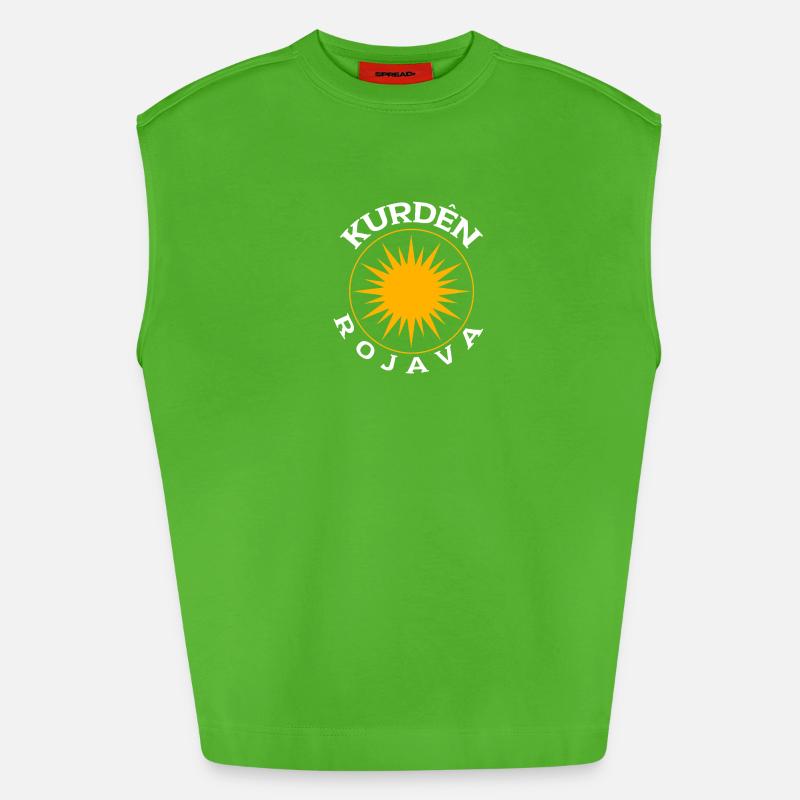 Kurden Rojava - Heavyweight Oversized Organic Tank Top Made in EU - Apple Neon