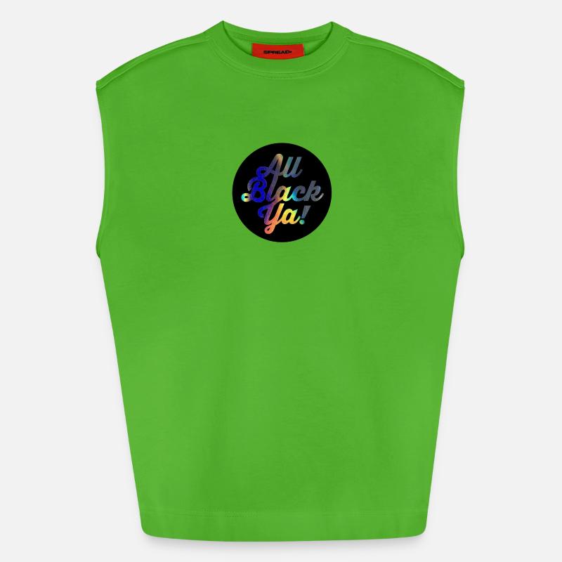 All Black Ya Gradient Script - Heavyweight Oversized Organic Tank Top Made in EU - Apple Neon