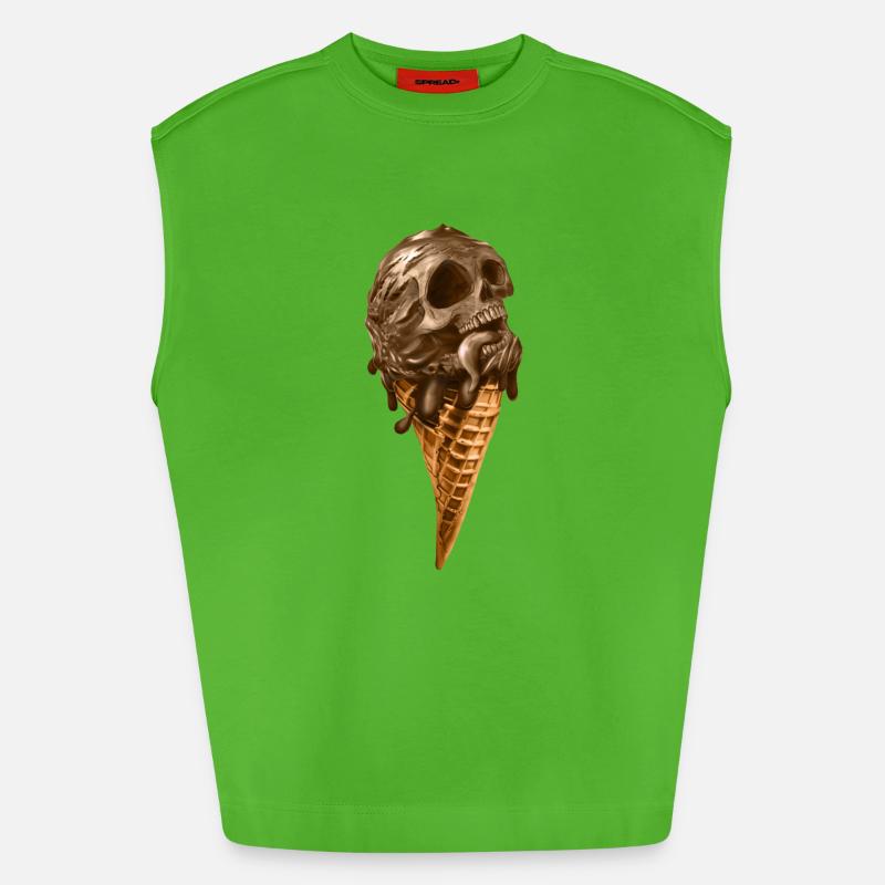 Softeis mit ätherischem Totenkopf - Heavyweight Oversized Organic Tank Top Made in EU - Apple Neon