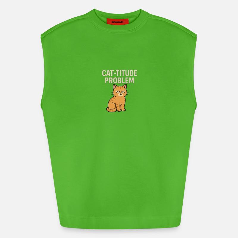Catitude probleem Grumpy Kat Meme - Heavyweight Oversized Organic Tank Top Made in EU - Apple Neon