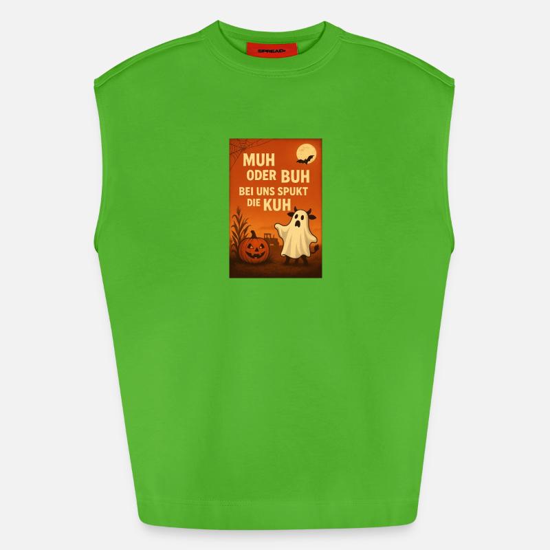 Spukkuh Halloween: MuH oder Buh - Heavyweight Oversized Organic Tank Top Made in EU - Apple Neon