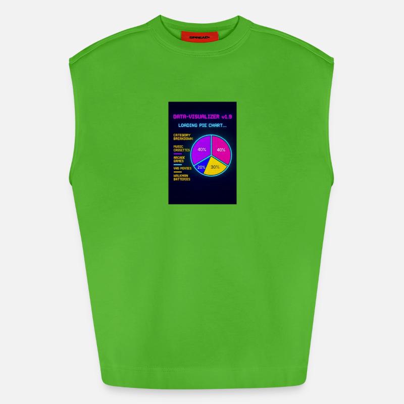 Neon Pie Chart Retro Visual - Heavyweight Oversized Organic Tank Top Made in EU - Apple Neon
