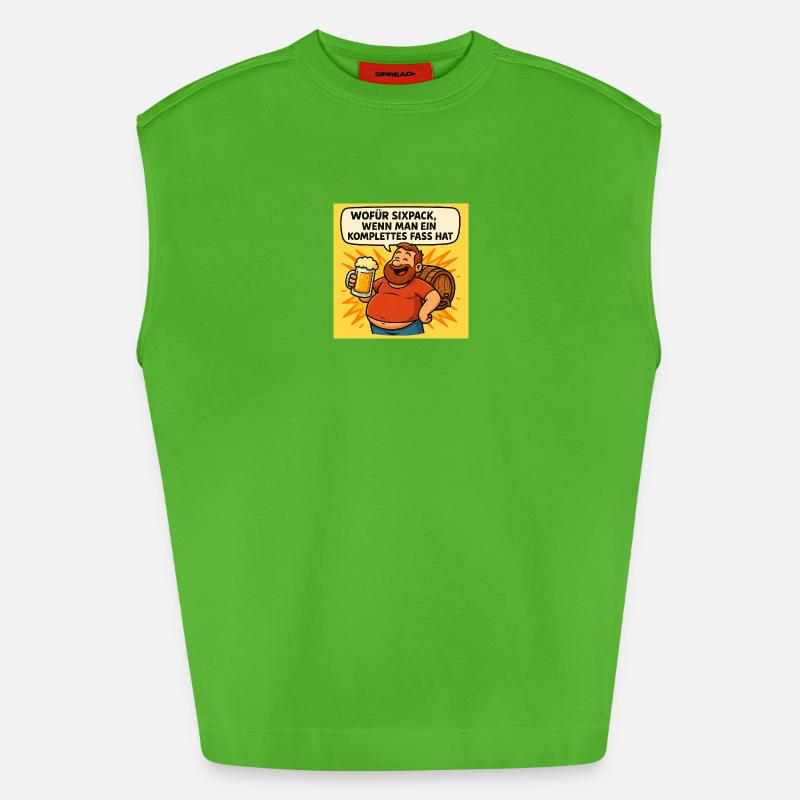 Six Pack oder Fass - Heavyweight Oversized Organic Tank Top Made in EU - Apple Neon