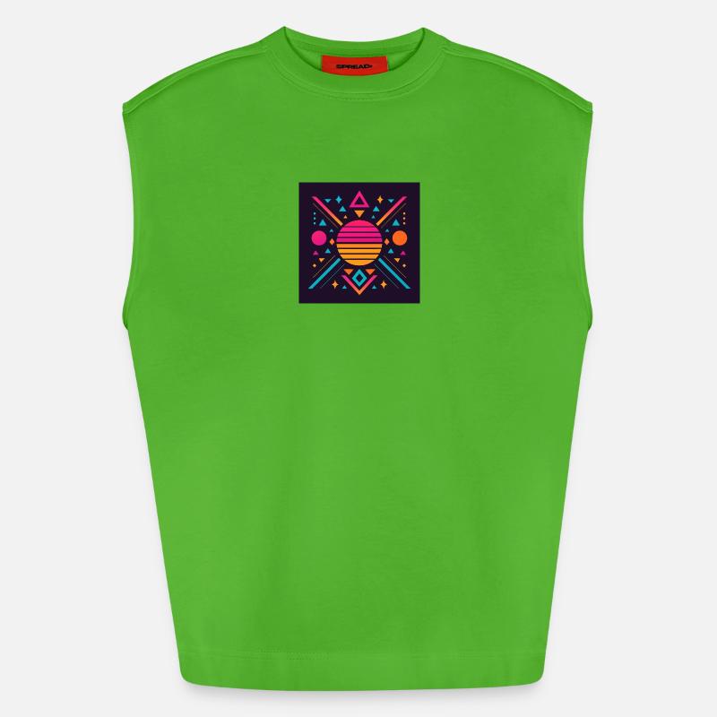 Synthwave geometric pattern - Heavyweight Oversized Organic Tank Top Made in EU - Apple Neon