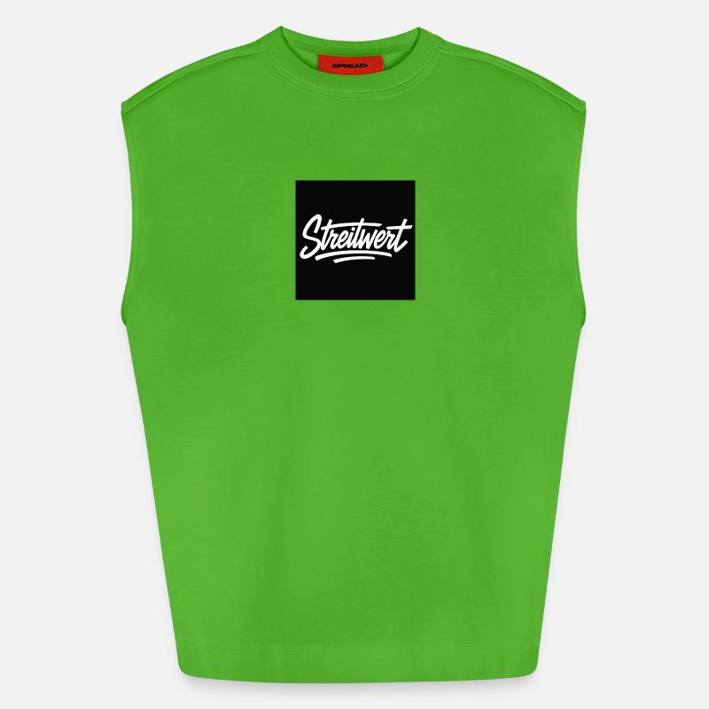 Logo Contested Script Noir - Débardeur bio épais oversize fabriqué en UE - Apple Neon