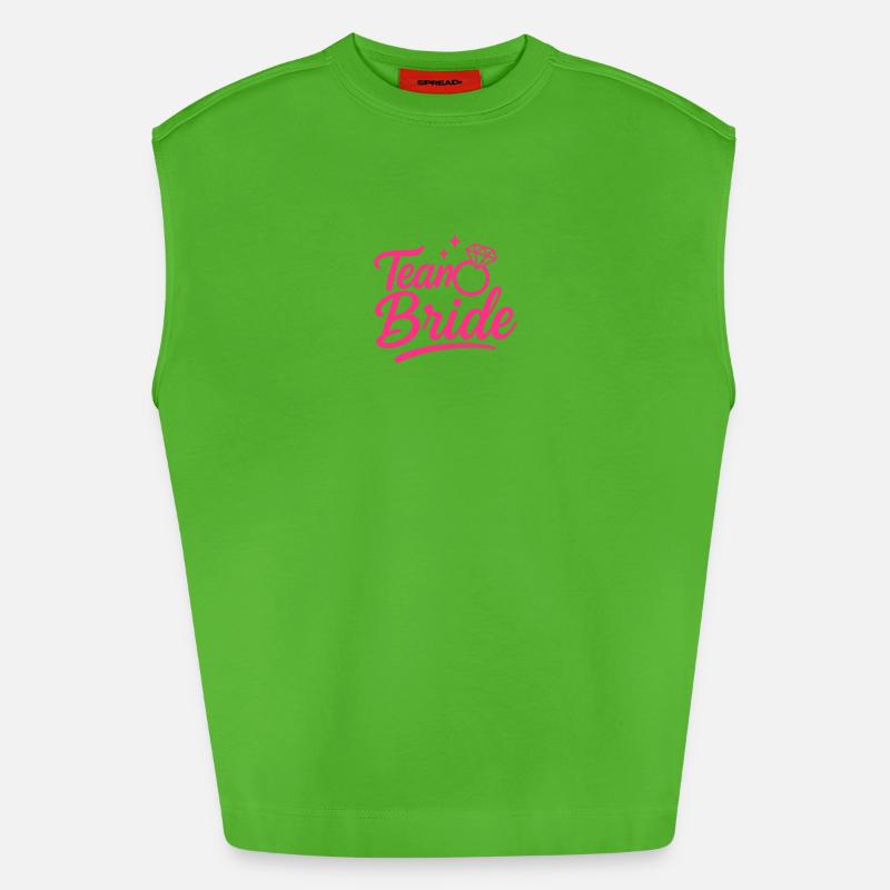Team Bride Pink Ring Script - Heavyweight Oversized Organic Tank Top Made in EU - Apple Neon