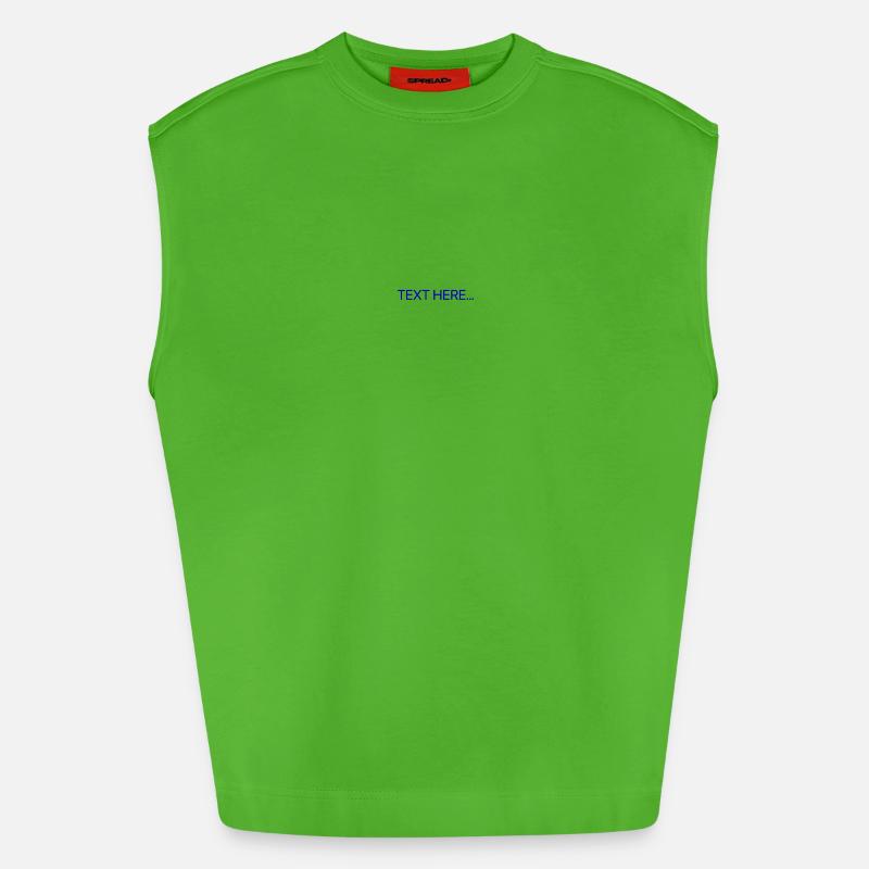 Plain Text Blue Text Print - Heavyweight Oversized Organic Tank Top Made in EU - Apple Neon