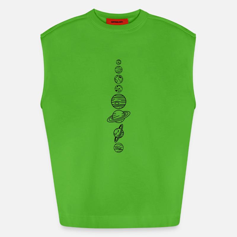 Solar System Planets – Solar System Space - Heavyweight Oversized Organic Tank Top Made in EU - Apple Neon