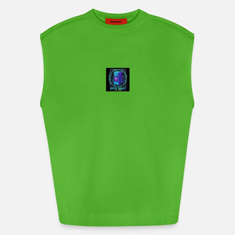 Data Orbit Neon Computer - Heavyweight Oversized Organic Tank Top Made in EU - Apple Neon