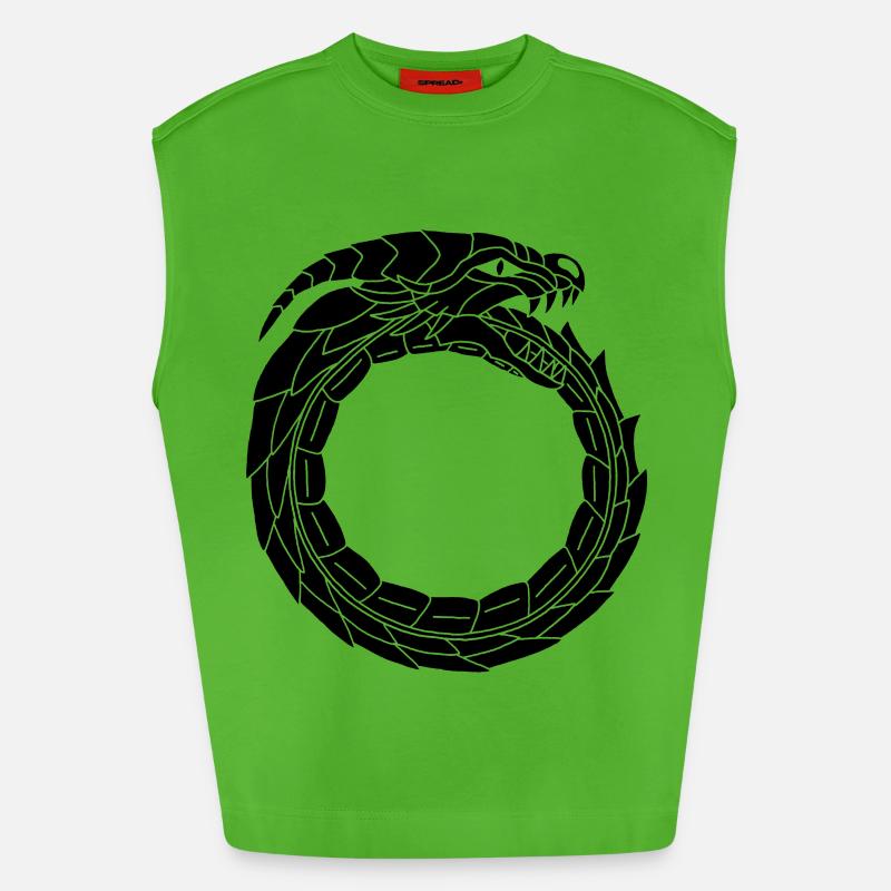 Devouring Black Dragon - Heavyweight Oversized Organic Tank Top Made in EU - Apple Neon