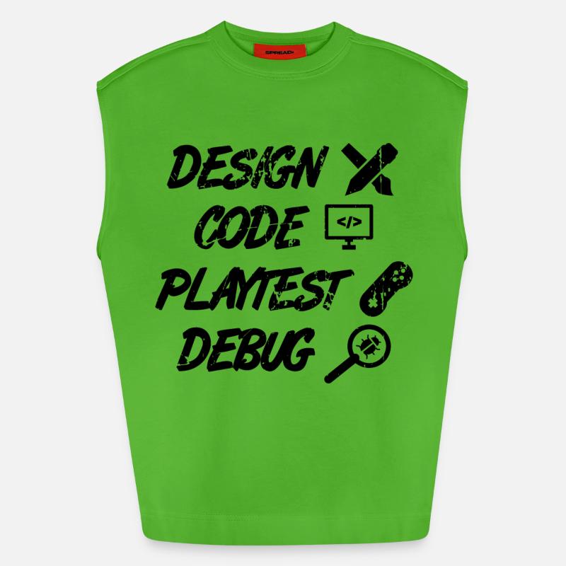 Design Code Playtest Debug - Heavyweight Oversized Organic Tank Top Made in EU - Apple Neon