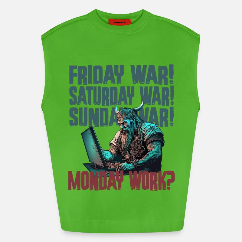 Monday work Programier-Wikinger - Heavyweight Oversized Organic Tank Top Made in EU - Apple Neon