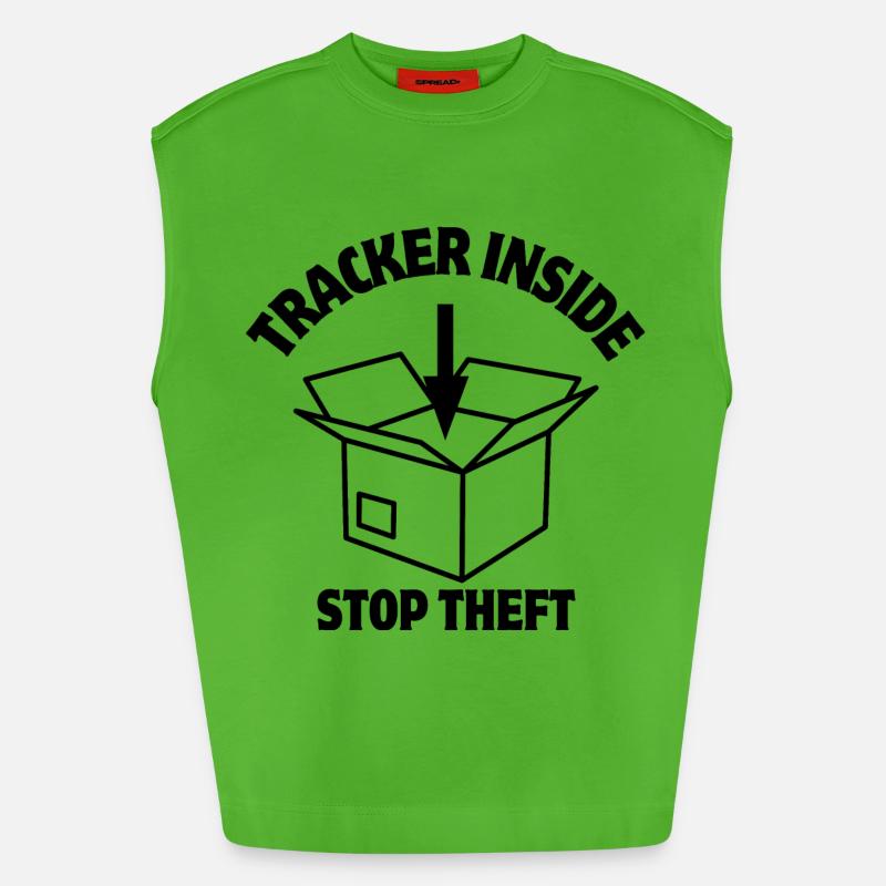 Security, Parcel Lock, Inside Tracker - Heavyweight Oversized Organic Tank Top Made in EU - Apple Neon