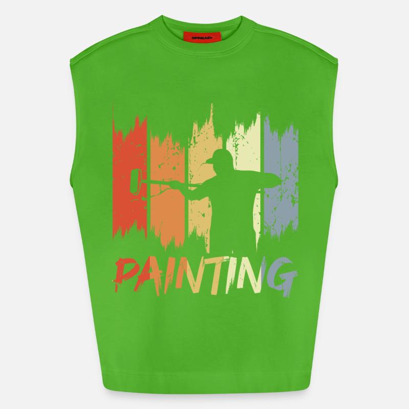 Retro Painter - Heavyweight Oversized Organic Tank Top Made in EU - Apple Neon
