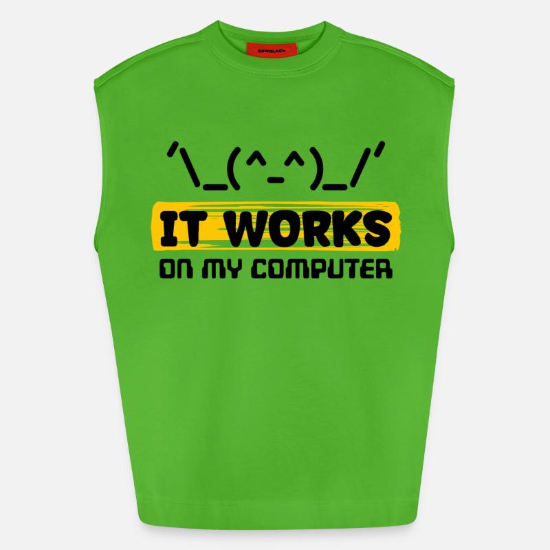 Coden Skripting Computerfreak Developer Statement - Heavyweight Oversized Organic Tank Top Made in EU - Apple Neon