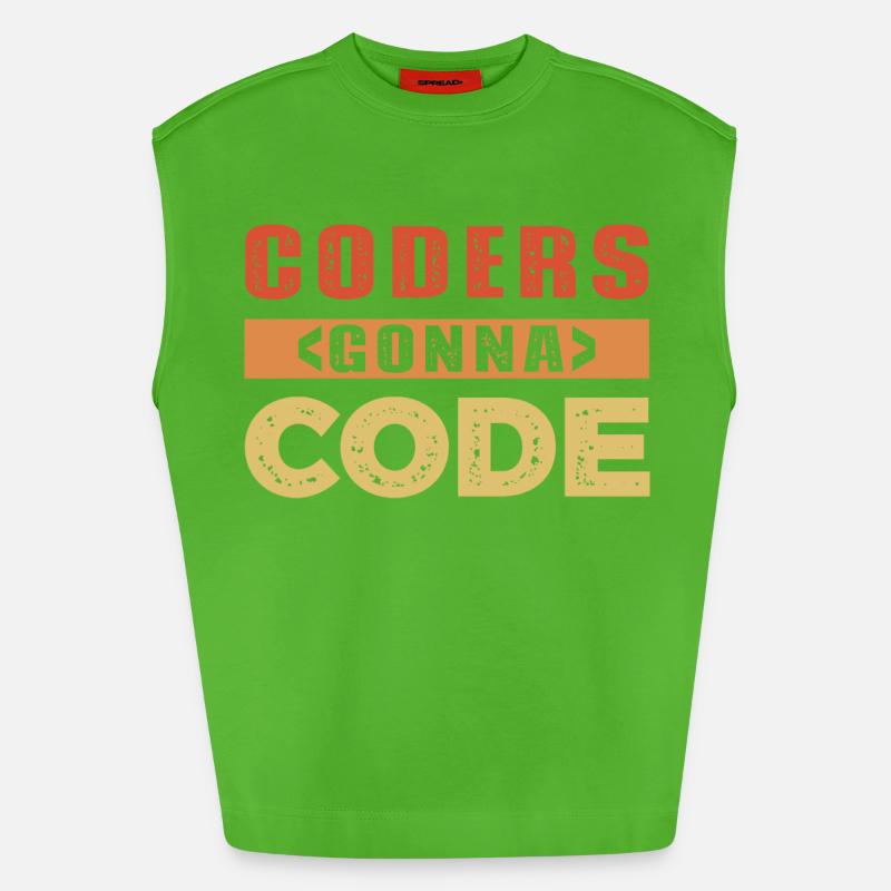 Developer Saying - Heavyweight Oversized Organic Tank Top Made in EU - Apple Neon