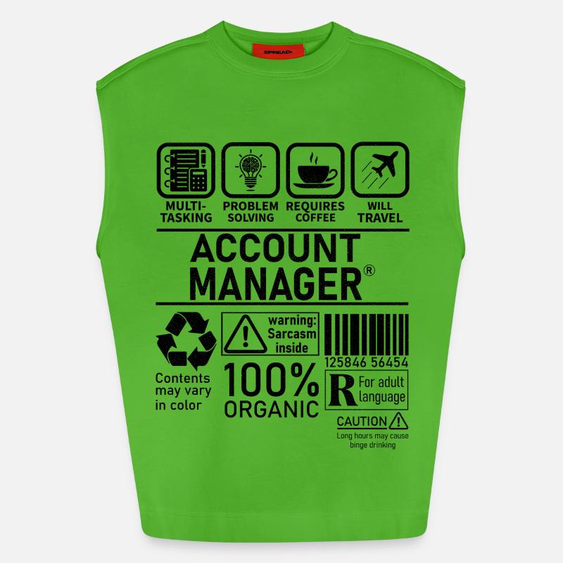 Account Manager Multi Tasking Problem Solving - Heavyweight Oversized Organic Tank Top Made in EU - Apple Neon