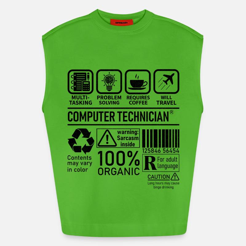 Computer Technician multi tasking problem solving - Heavyweight Oversized Organic Tank Top Made in EU - Apple Neon