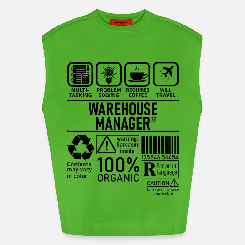 Warehouse Manager multi tasking problem solving - Heavyweight Oversized Organic Tank Top Made in EU - Apple Neon