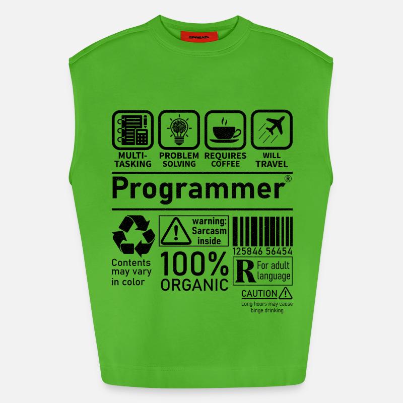 Programmer multi tasking problem solving requires - Heavyweight Oversized Organic Tank Top Made in EU - Apple Neon